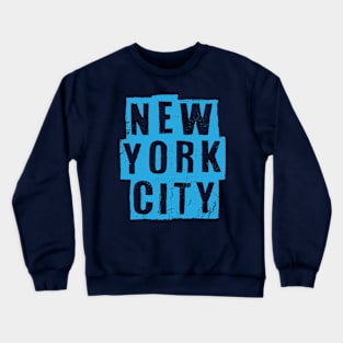 New York City - Vintage Light Blue Text Crewneck Sweatshirt